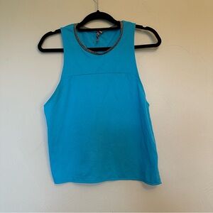Sweaty Betty Turquoise Light Weight Jersey Crop Open Back Tank
